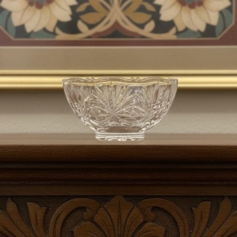 American Brilliant Period Cut Crystal Serving Bowl, ABP Hatch/Floral Candy Dish